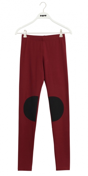Papu adult's patch leggings Deep red/black